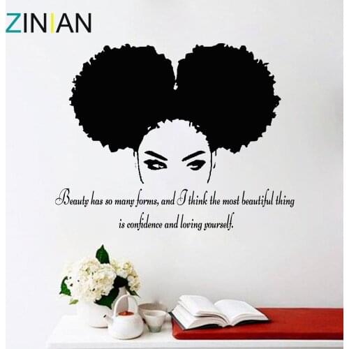 Tribal African Woman Decal Beauty Quote Beautiful Afro Girl Home Decor Living Room Bedroom Confidence Wall Stickers Salon Z900