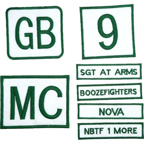GB MC 9 SGT AT ARMS Embroidered Applique Sewing Label punk biker Patches Clothes Sticker Apparel Accessories Badge