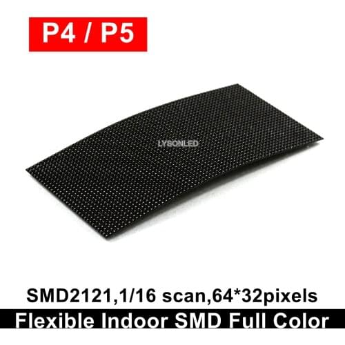 Flexible P4 P5 Indoor SMD Full Color LED Module 64x32 Pixels Column Digital Sign Round Advertising Video Banners Panel