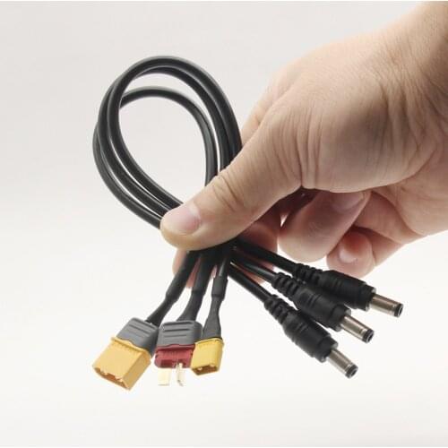 Amass XT60 XT30 T Plug To Male DC5.5 2.5 Connector Adapter Cable 10A for Fatshark Dominator Aomway FPV Goggles Battery RC Drone