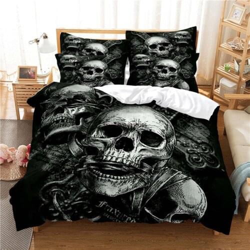 Bedroom Decor Human Skull Bedding Set Duvet Cover Set 3d Bedding Digital Printing Bed Linen Queen Size Bedding Fashion Design