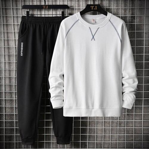 Mens Set Clothing Fashion Round Neck Hoodie Set Sweatshirt Casual Sportswears Male Sweatpants Two Pieces Mens Tracksuits 2021