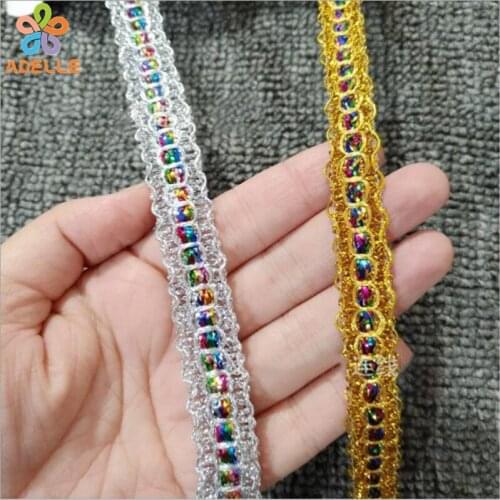 Colorful Gold/Silver Lace 15mm Trim for Sewing Crafts Bridal Saree Fashion Dress Ribbon Hat Accessory Free Shipping 15yard