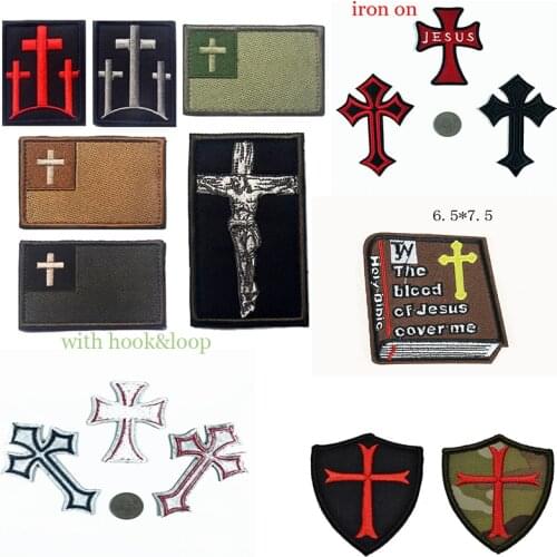 Cross Jesus Christian Symbol Embroidered Hook&loop Iron/Sew on Diy Patches for Clothing Badge