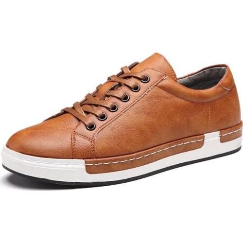 Spring Autumn Gentlemans Luxury Leather Shoes Men Sneakers Men Trainers Lace-up Flat Driving Shoes Zapatillas Large size leisure