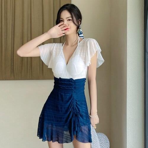 Summer Gathered One-piece Sexy Slim Sexy Hot Spring Bikini Swimsuit Female Belly Slimming Swimsuit Beach Swimwear