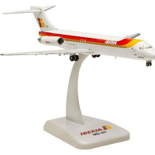 Diecast 1:200 Spanish Airlines Iberia MD-87 Alloy Aircraft Simulation Model Room Decorations Collection Birthday Gift