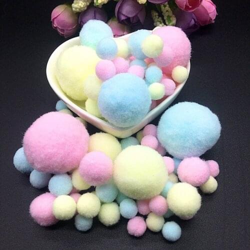 Light Yellow Pink Blue Pompom Fur Balls DIY Soft Pom Poms Craft Pompones Wedding Decor Glue on Cloth Accessories 8mm-30mm 20g