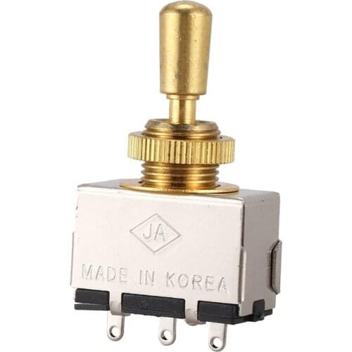 Metal Electric Guitar 3 Way Box Toggle Switch For Les Paul With Metal Tip (Gold)