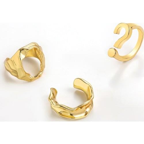Minimalist Chunky Twisted Croissant Ring for Women Gold Color Irregular Geometric Open Rings Stacking Band Jewelry