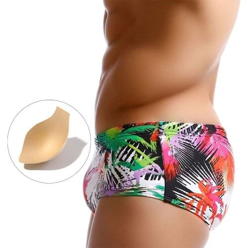 Summer Swimming Trunks Men Printed Beach ShortsSexy Gay Swimwear Surffing Boxer Swimsuits Push Pad Swim Briefs Maillot De Bain
