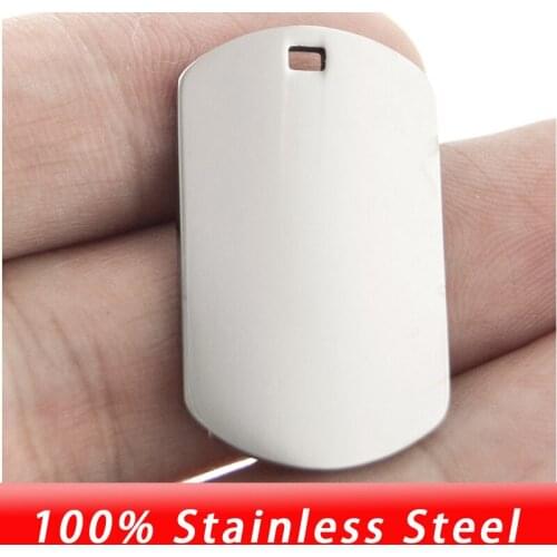 Stainless Steel Dogtags Pendant For Women Metal Military Plates Collar Blank Army Ketting Mirror Polished Wholesale 50pcs