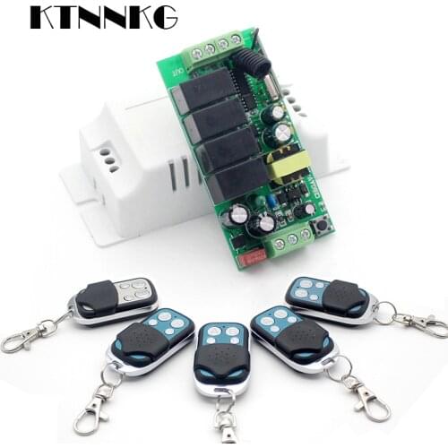 4CH AC110V-220V Wireless Remote Switch DIY Relay Receiver Home Automation Module and 433 MHz RF Remote Controller Transmitter