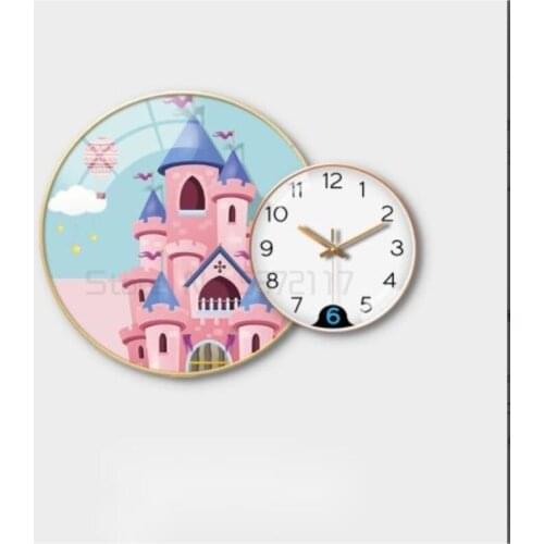 Pink Castle bedroom decoration painting childrens room interesting clock modern simple bedside hanging painting
