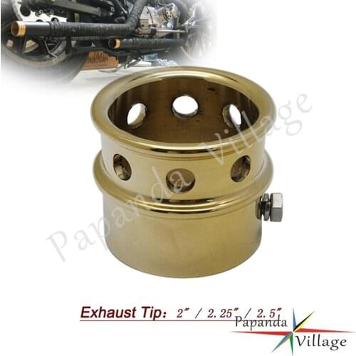 Universal 2'' 2.25'' 2.5'' Solid Brass Drilled Motorcycle Exhaust Muffler Pipe End Tip For Harley Cafe Racer Bobber Chopper