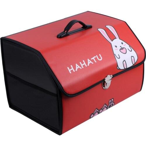 Cartoon Pattern Car Trunk Storage Box Creative Printing Car Organizer PU Leather Folding Box Stowing Tidying Auto accessories