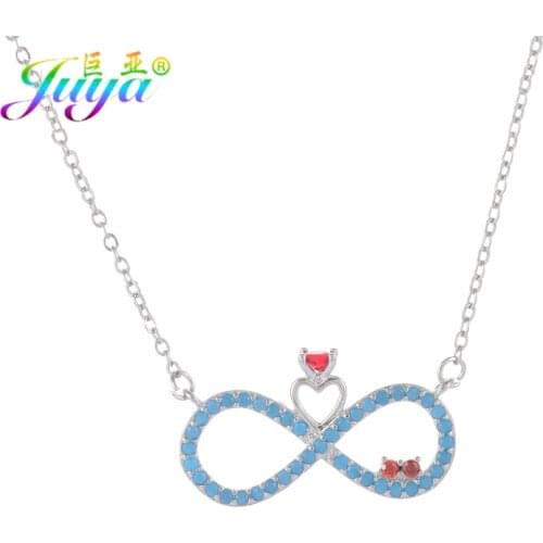 Juya Fashion Jewelry Supplies Micro Pave Zircon Infinity Charm Pendant Necklace For Women Girls Gold Chains Necklace