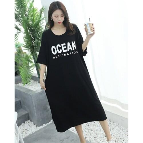 Spring Summer WomenS Loose Modal 100% Cotton Long Dress Plus Fat Nightdress Pregnant Women Nightgown 130KG Can Wear Outside