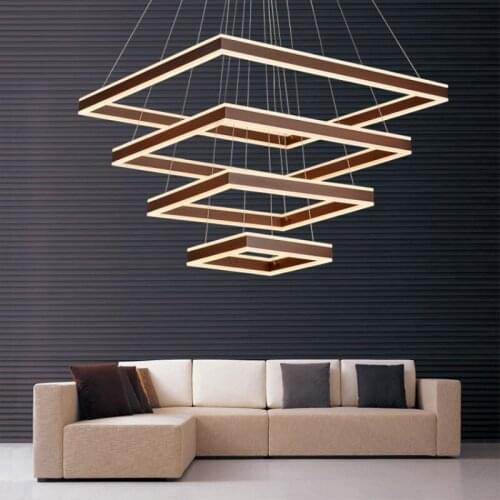 1/2/3/4/5 Rings Square LED Chandeliers Living room dining room bedroom study room chandeliers Commercial & Office Lighting