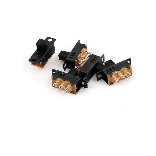 100pcs DPDT 3 Position 6 Terminals Panel Mount Horizontal Slide Switch SS-12F16