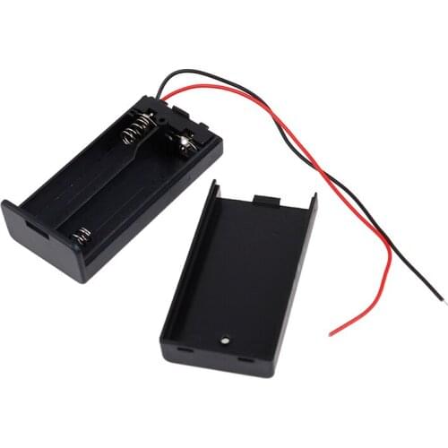 2 X AA 3V Black Battery Holder Connector Storage Case Box ON/OFF Switch With Lead Wire Light Weight
