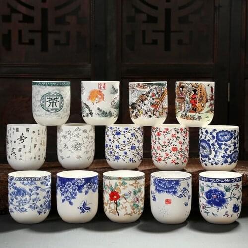 200ml Jing De Zhen Glaze Painting Big Capacity Ceramic Teacup Porcelain Tea Cup Household Chinese Kung Fu Cup Tea Set Supplies