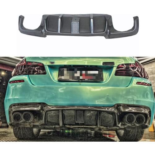 5 Series Car Styling Carbon Fiber Rear Bumper Diffuser Lip Spoiler With Led Light Pilot Lamp for BMW F10 M5 2010-2016 V Style