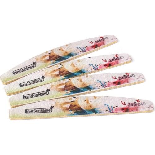 5pcs Acrylic Nail File 240/240 New Flower Printed Boat lime a ongle emery board Manicure File Washable Thick Sandpaper Nail Buff