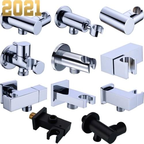 Bathroom Accessories Soild Brass Handheld Shower Spray Head Holder Bracket Wall Mount for Bathroom Bidet Sprayer ,Chrome/Black