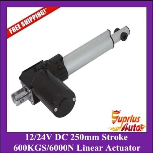 Free Shipping!!! DC 12V/24V 10inch/250mm stroke 5mm/s linear actuator , 6000N/600kgs load heavy duty linear actuator