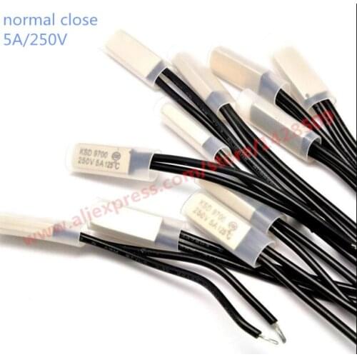 Free ship 5 PCS KSD9700 250V 5A Disc Temperature Switch normal close Thermostat Thermal Protector 40~150 degree centigrade