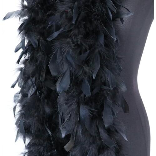 Black Turkey Feather Boa Stage Cosplay Clothing Shawl 90 Grams Fluffy Decorative Feather for crafts Plumes Boas