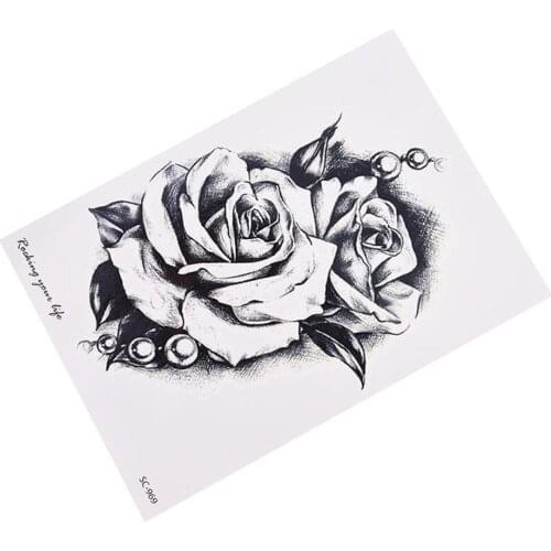 Black Big Flower Body Art Waterproof Temporary Sexy Tattoos Women Body Arm Art Waterproof Tattoo Girl tattoo sticker