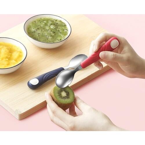 Stainless Steel Baby Training Spoon Fruit Spatula Tableware Baby Care Puree Spoon Tooth Shape Edge Spoon