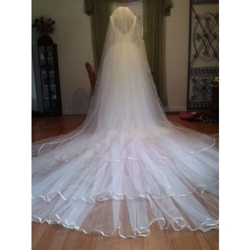 3-layer ribbon bridal veil white ivory black 3M cathedral wedding veil bride accessories and comb