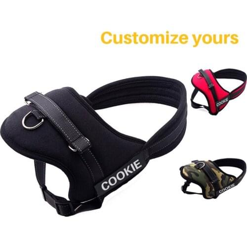 FML Pet Harnesses for Dogs Personalized Dog Harness with Handle Removed Dog Patches ID Tag Name Nember Reflective Dog Collar