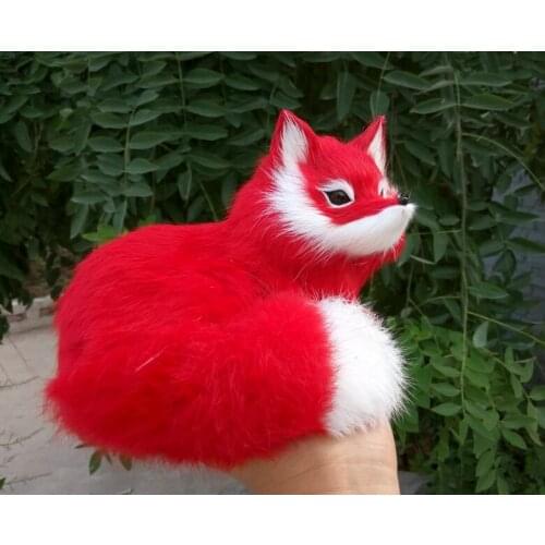 Simulation cute red fox 16x13x11cm model polyethylene&furs fox model home decoration props ,model gift d369