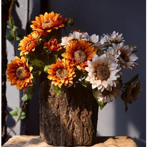 Artificial Plants Oil Painting Sunflower Home Decor Sunflower Christmas Wedding Party Livingroom Ornaments American Decoration
