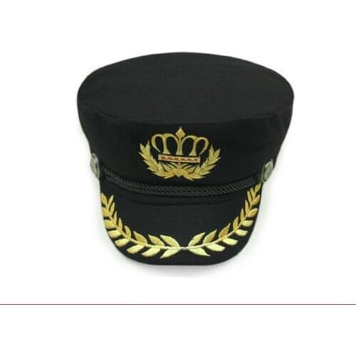 Captain Hat Uniforms Costume Party Cosplay Stage Perform Flat Navy Military Cap For Adult Men Women