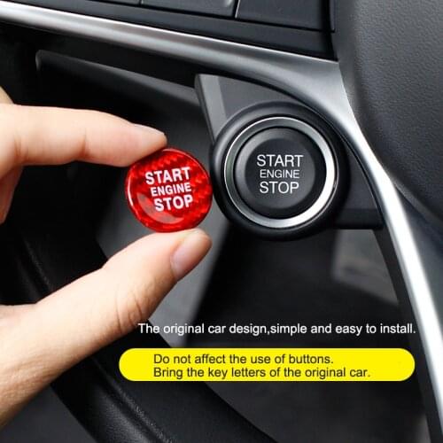 TAJIAN Real Carbon Fiber Engine Start Stop Buttons Cover Case Decoration Sticker Car Molding Trims For Alfa Romeo Giulia Stelvio