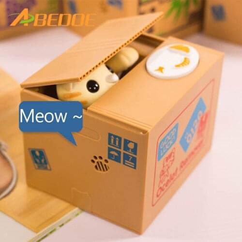 Cute Automatic Panda Steal Coin Piggy Bank Cat Money Saving Box Moneybox Coin Collection Jar Children Toy