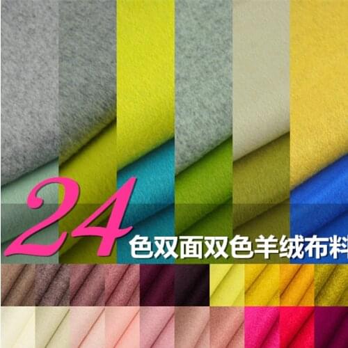 LEO&LIN Multicolor thick autumn winter top solid -color double-sided cashmere wool coat with hair clothing fabrics (1 meter)