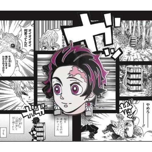 Anime Demon Slayer Kimetsu no Yaiba Nezuko Tanjirou Metal Badge Pin Cosplay Kamado Tanjirou Brooches Pins Fans Bag Gift Prop Cos
