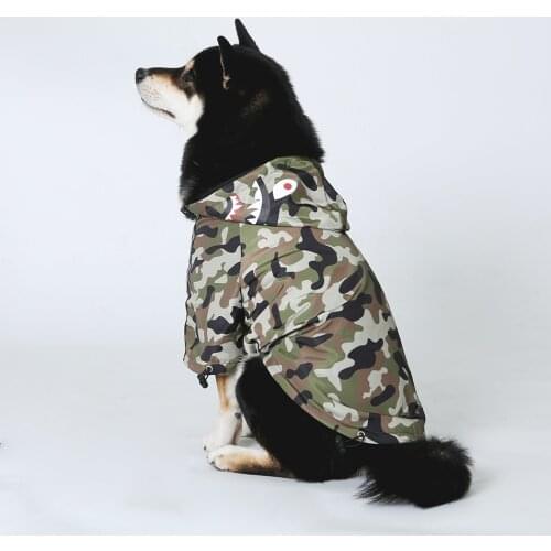 Fashion Camouflage Dog Raincoat Jumpsuit Rain Coat for Dogs Pet Cloak Labrador Waterproof Golden Retriever Shark pattern Jacket