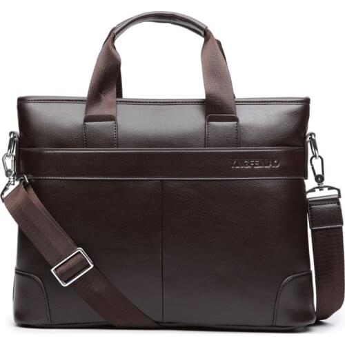 2020 Mens Business Casual Bag Pu Leather Briefcase Mens Tote Bags Brown High Quality Male Business Large Capacity