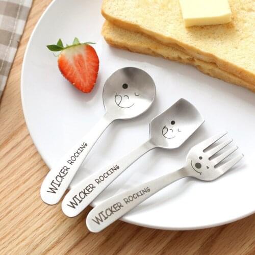 Smile Tableware Stainless Steel Ice Cream Tea Coffee Dinnerware For Children Gift Knife Fork Spoon Dinner Set
