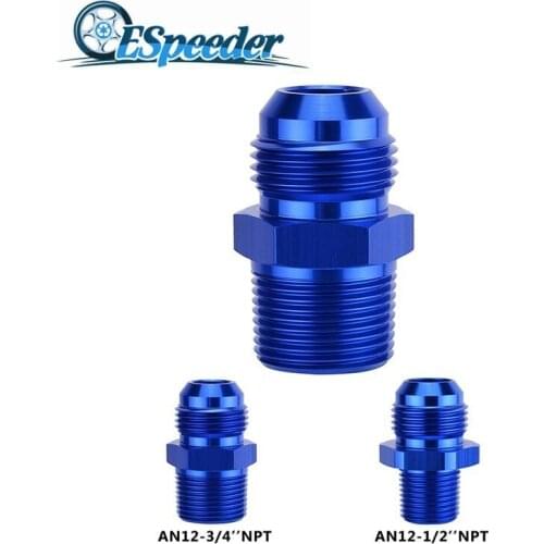 ESPEEDER Male AN12 to 1/2'' 3/4"NPT Straight Flare Pipe Thread Fittings Adaptor Aluminum Alloy Hose Adapter Car Parts