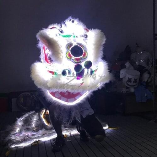 Wool Southern Lion Nightclub Dragon Dance Bar Stage show clothing White light LED Colorful Lion Dance costume