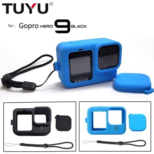 TUYU Silicone Camera Sleeve + Lens Cap Cover for GoPro Hero 9 Protective Frame Case Shell Accessories for Hero9 Action Camera