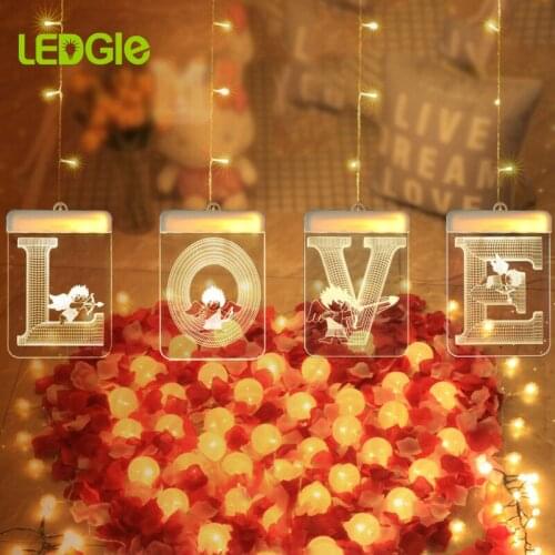 LEDGLE Love LED USB String Fairy lights Anniversary Wedding Valentines Party Decoration Bride Globos Decoration Photo Props Lamp